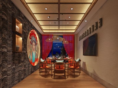 新中式包厢3D模型下载